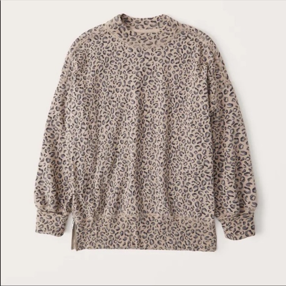 Abercrombie & Fitch Tops - Abercrombie Leopard Print Leggings Friendly Sweatshirt Tunic NWT